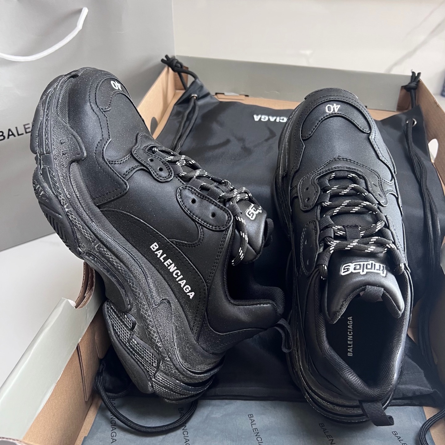 Balenciaga Triple S All-Black Distressed Platform Sneakers product image 3 thumbnail