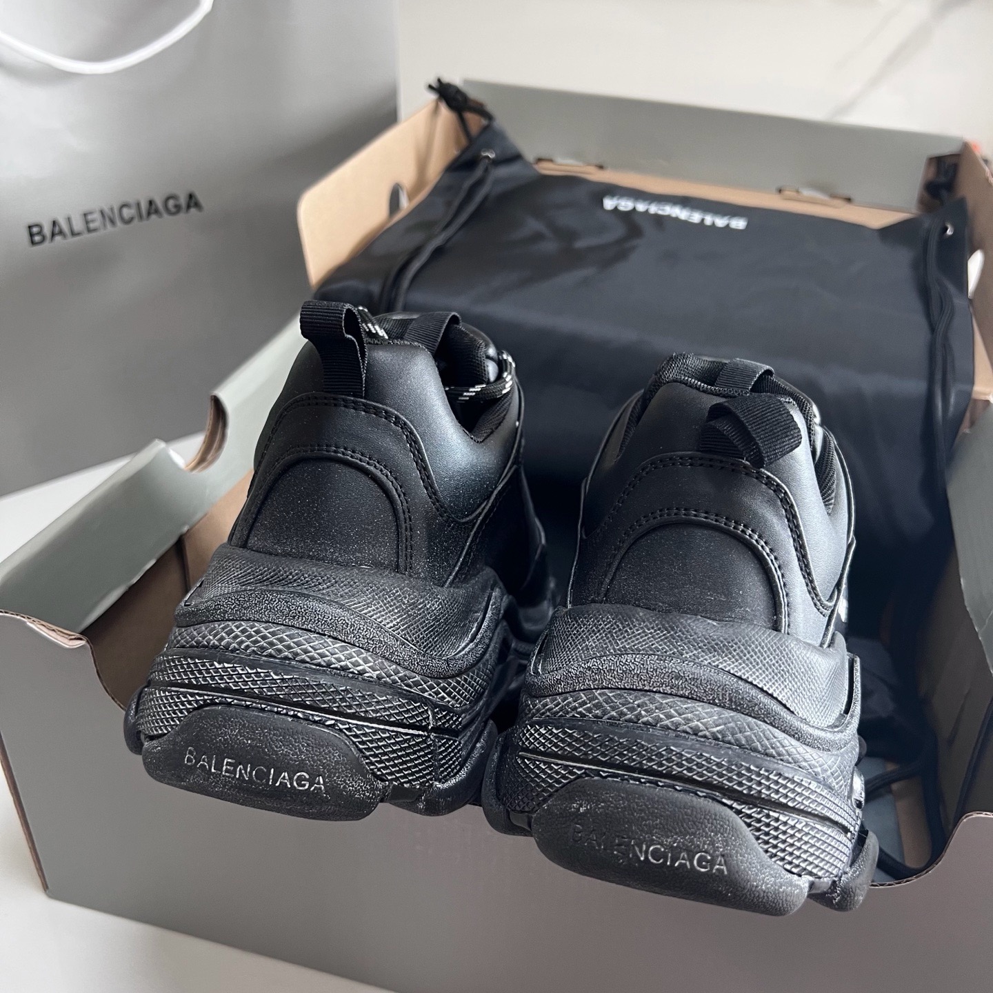 Balenciaga Triple S All-Black Distressed Platform Sneakers product image 5 thumbnail