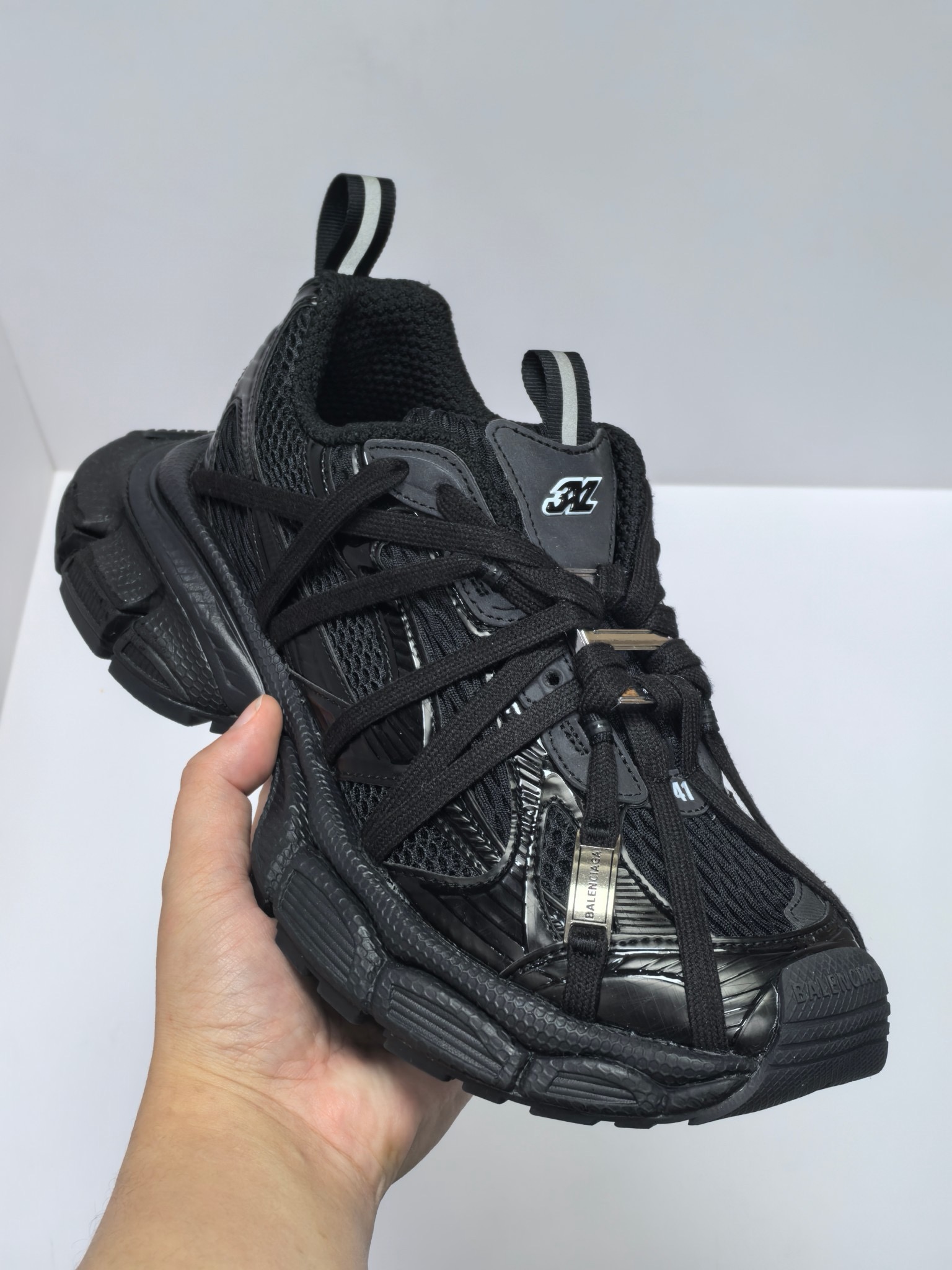 Balenciaga 3XL All-Black Technical Mesh Trail Sneakers