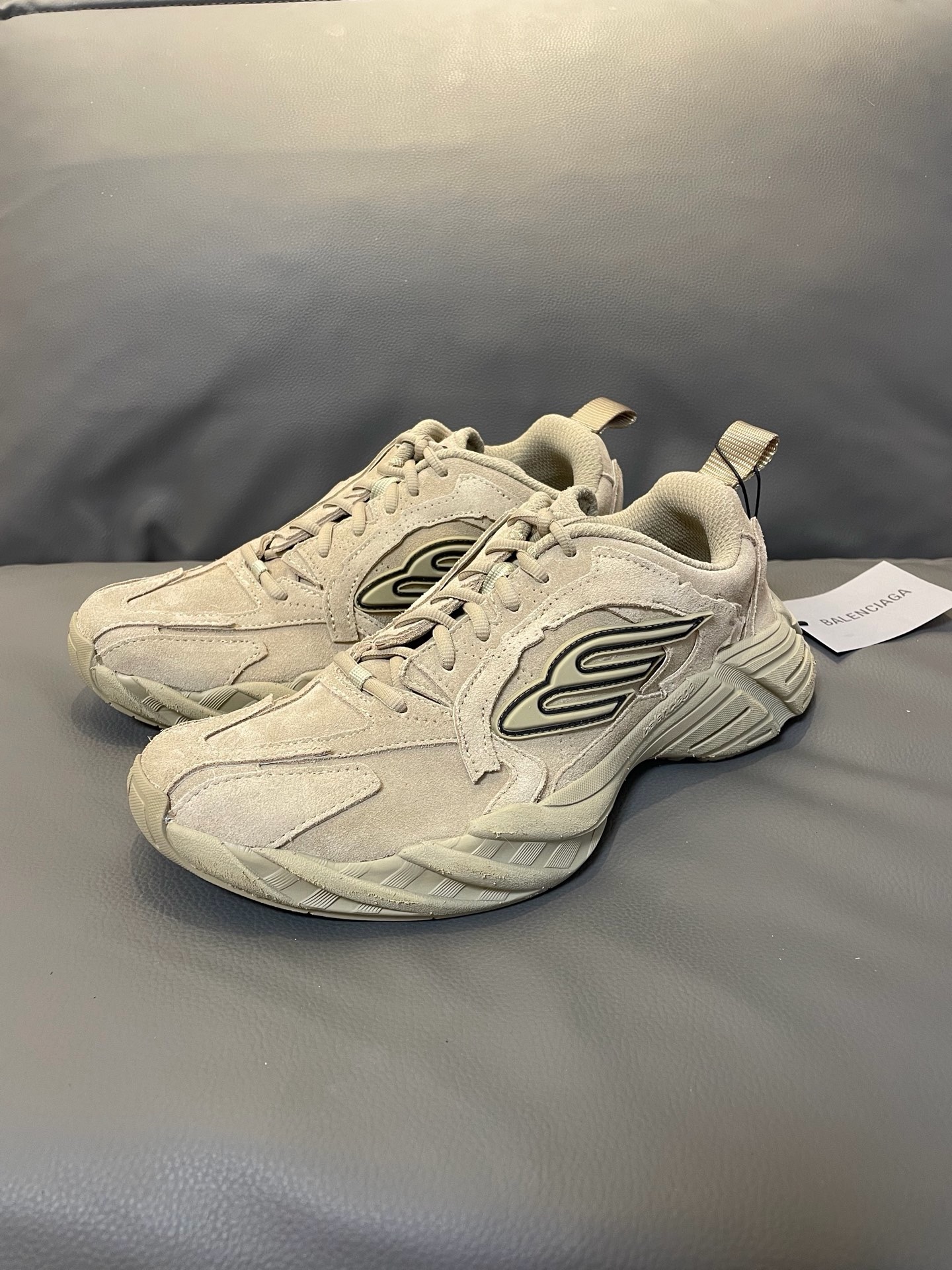 Balenciaga Drive Suede Flow Runner Sneakers – Sand Beige