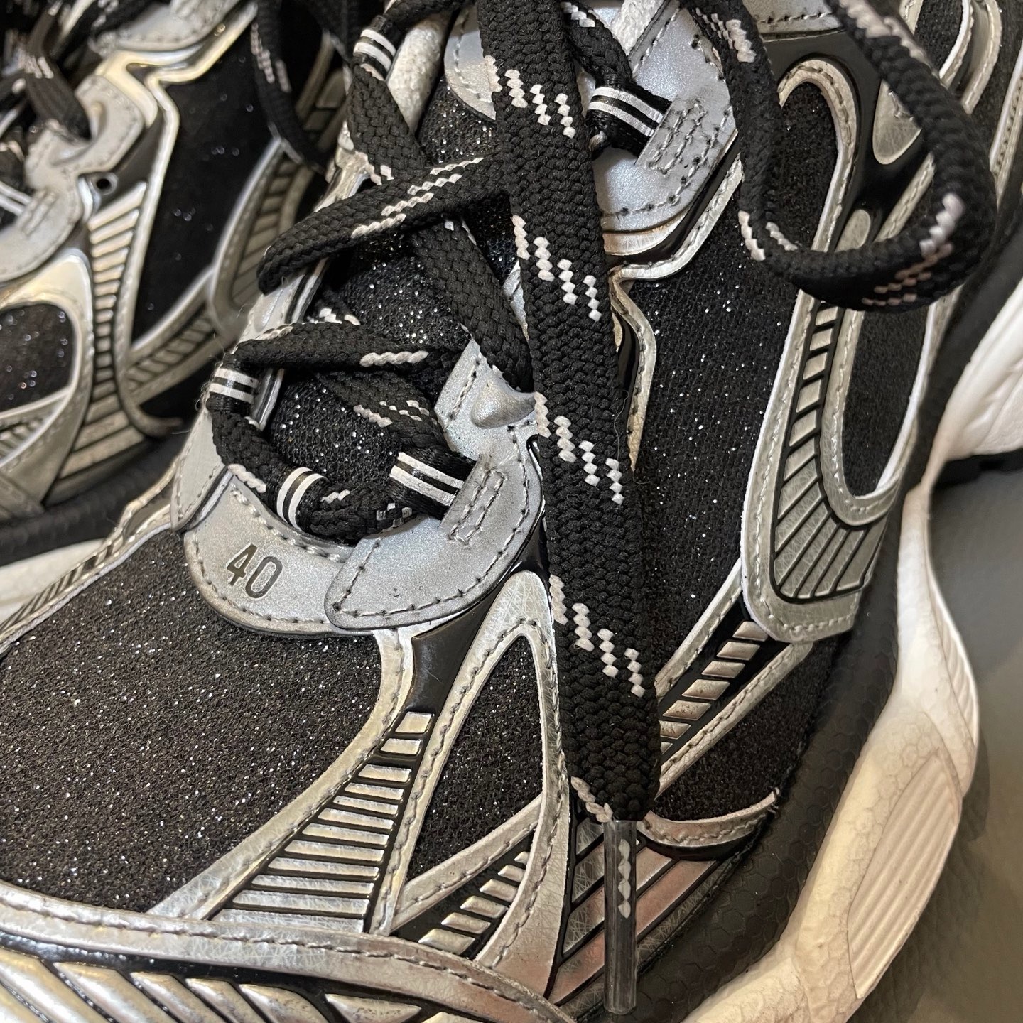 Balenciaga Drive Metallic Silver & Black Tech Runner Sneakers product image 5 thumbnail