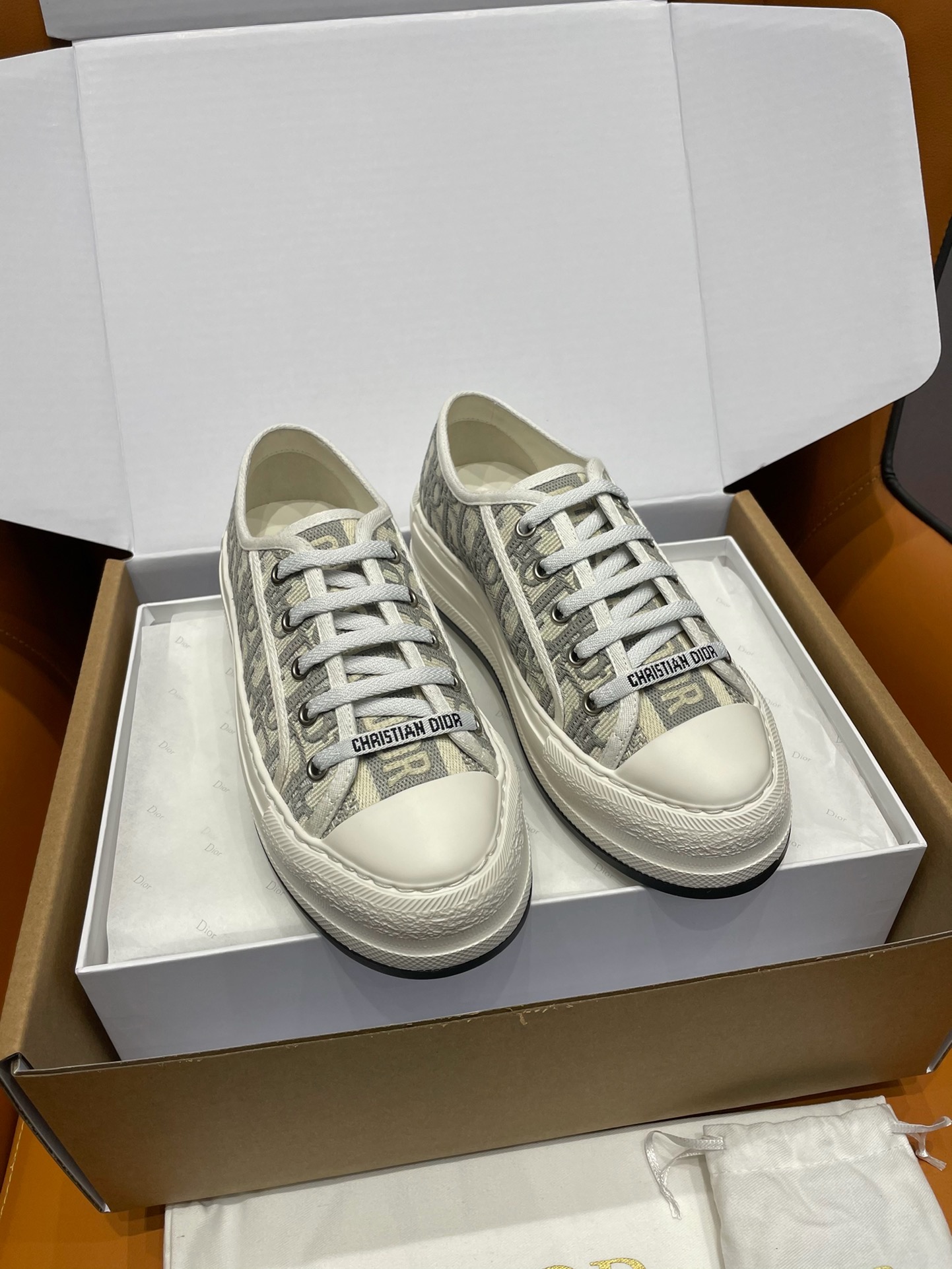 Christian Dior Walk'n'Dior Grey Oblique Jacquard Platform Sneakers