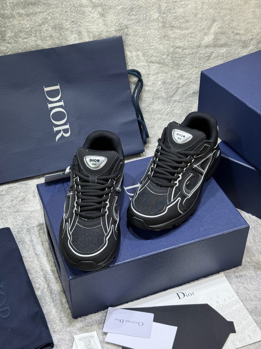 Christian Dior B30 Black Reflective Line Mesh Technical Sneakers product image 5 thumbnail