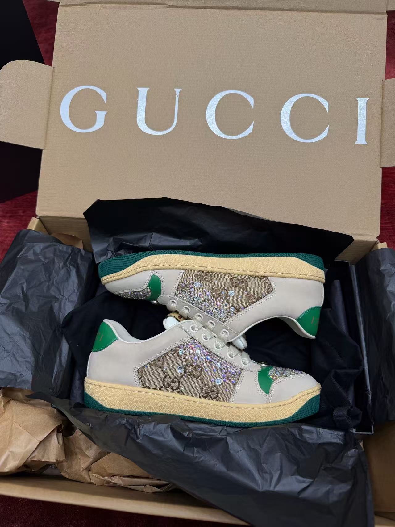 Gucci Screener Crystal GG Web Stripe Vintage Sneakers product image 2 thumbnail