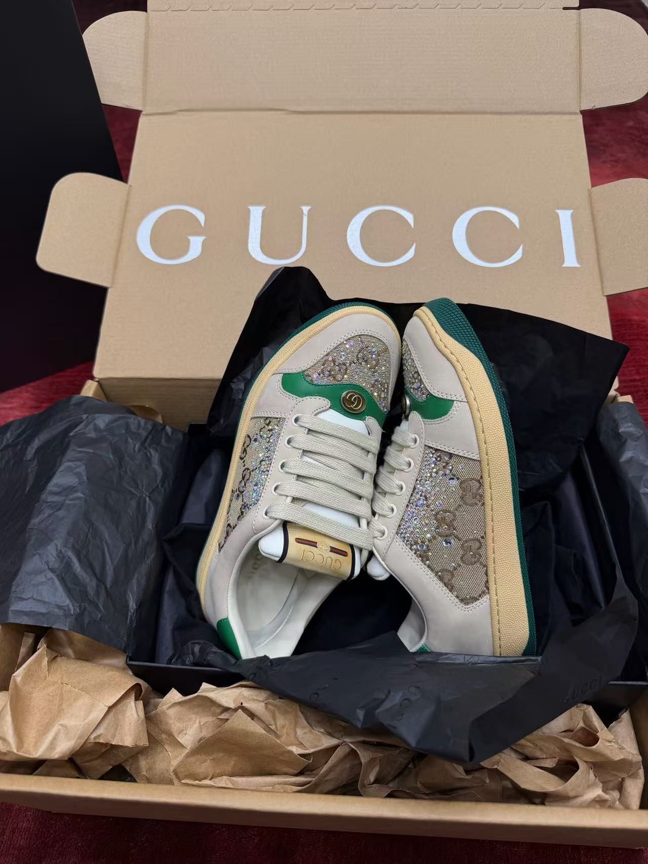 Gucci Screener Crystal GG Web Stripe Vintage Sneakers product image 3 thumbnail