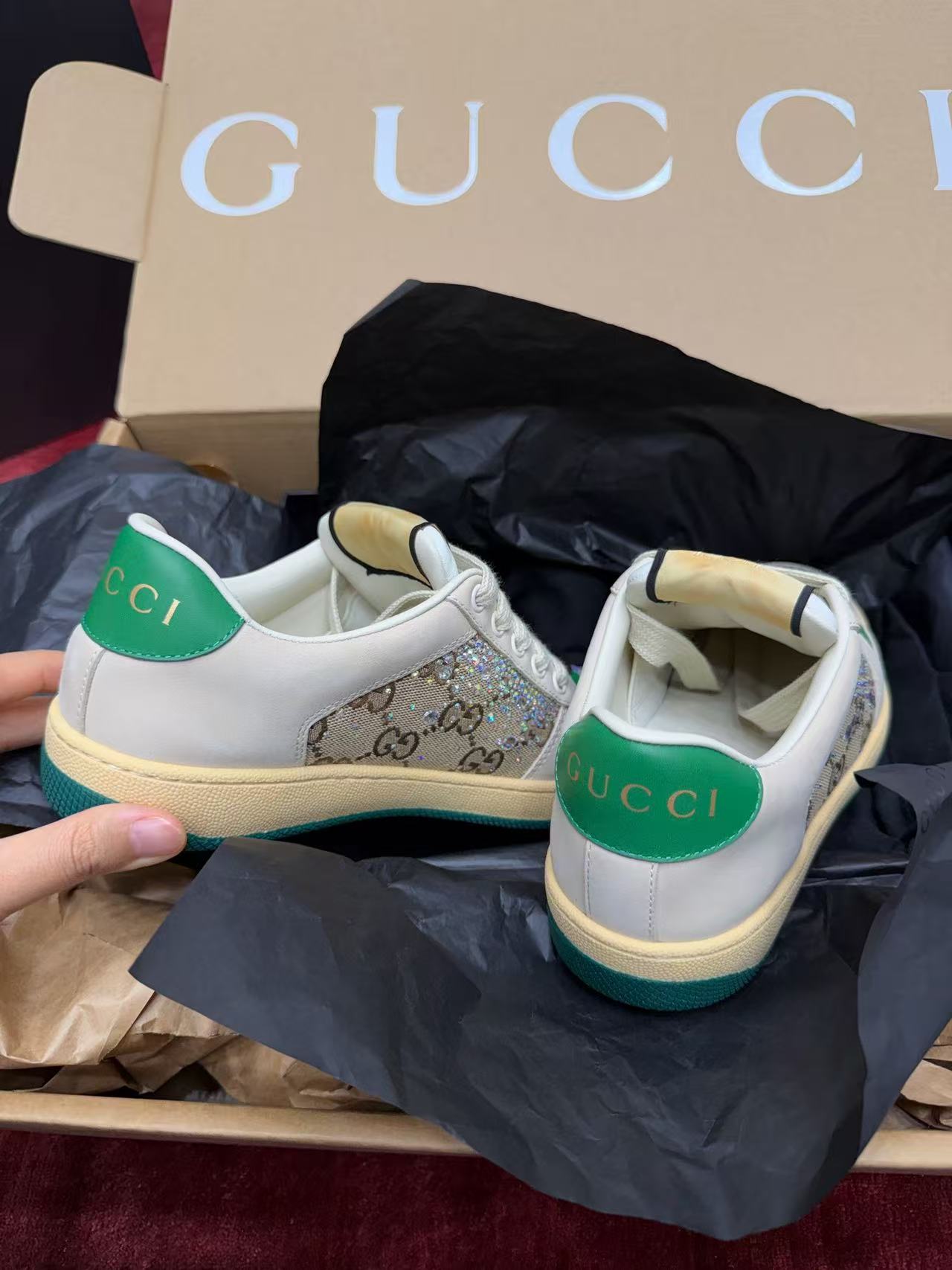 Gucci Screener Crystal GG Web Stripe Vintage Sneakers product image 5 thumbnail