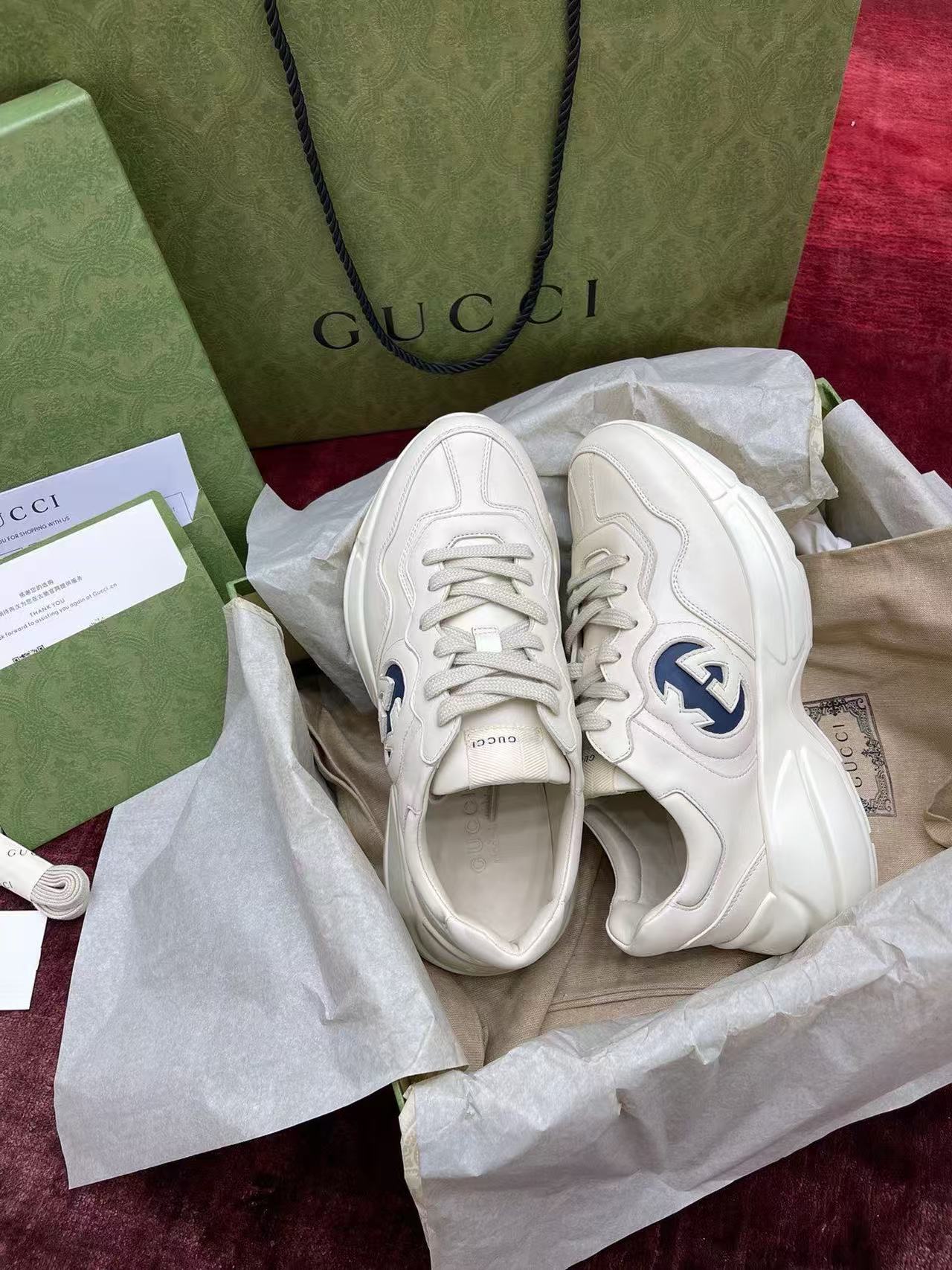 Gucci Rhyton Cream Blue GG Logo Platform Dad Sneakers product image 2 thumbnail