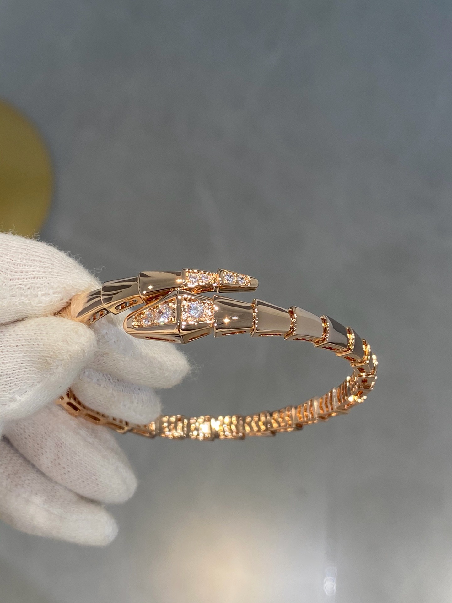 BVLGARI Serpenti Viper Rose Gold Diamond Snake Bangle Bracelet