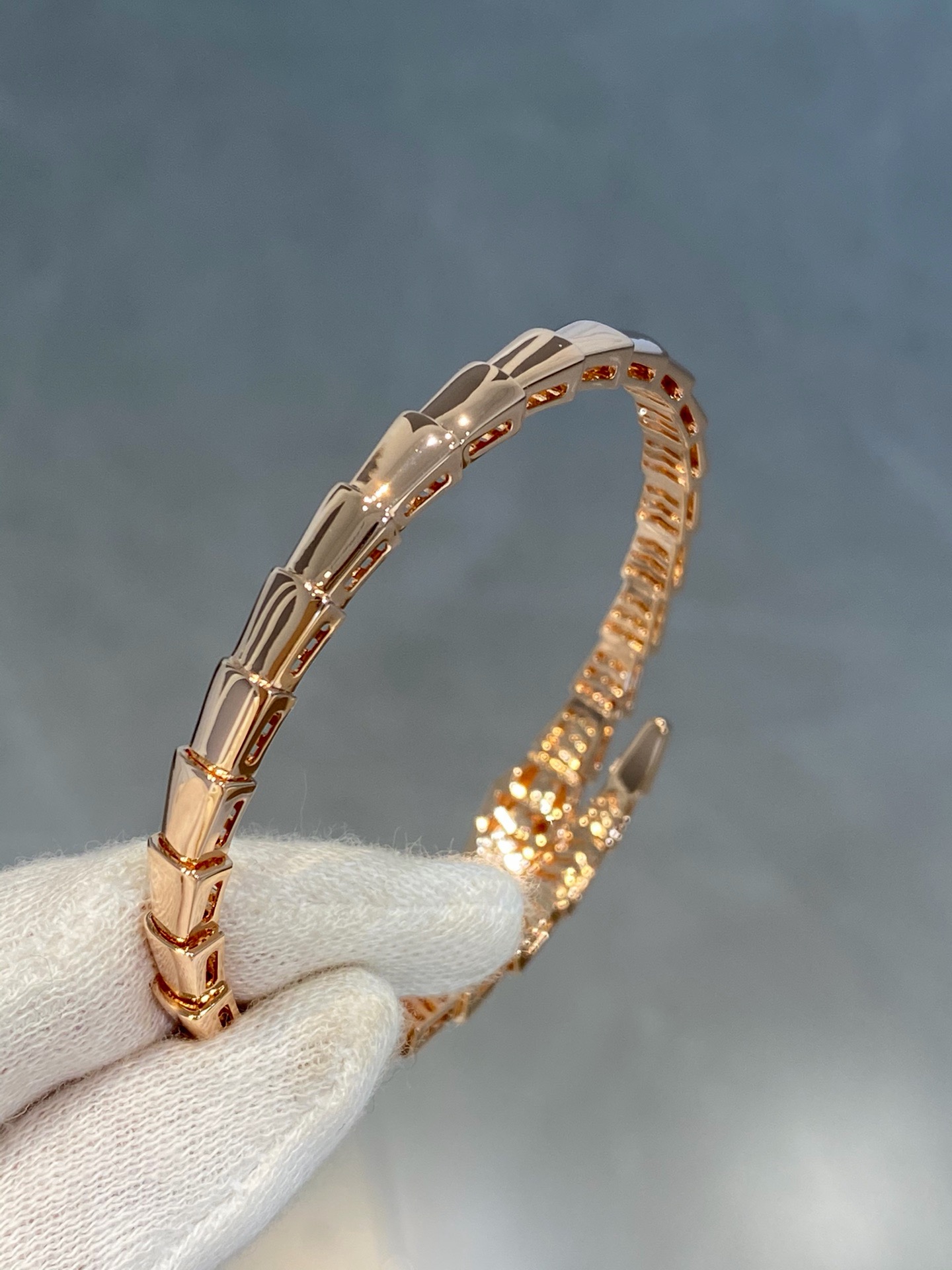 BVLGARI Serpenti Viper Rose Gold Diamond Snake Bangle Bracelet product image 5 thumbnail