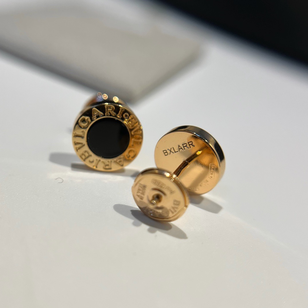 BVLGARI B.zero1 Rose Gold Black Ceramic Round Stud Earrings product image 4 thumbnail