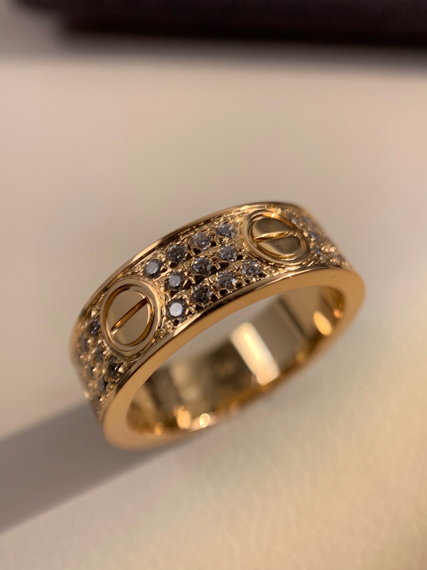 Cartier Love 18K Yellow Gold Full Pavé Diamond Wide Ring product image 2 thumbnail