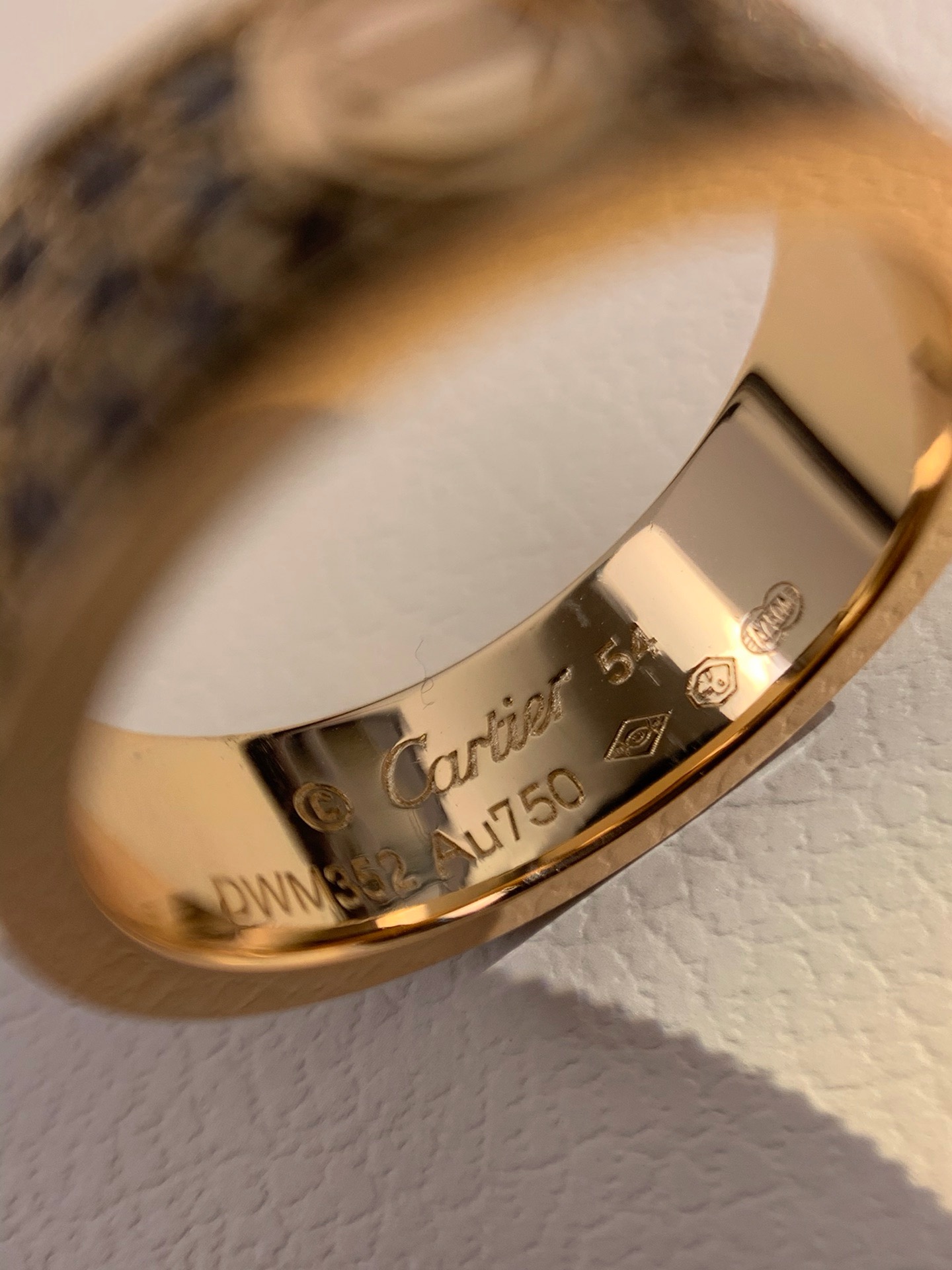 Cartier Love 18K Yellow Gold Full Pavé Diamond Wide Ring product image 4 thumbnail