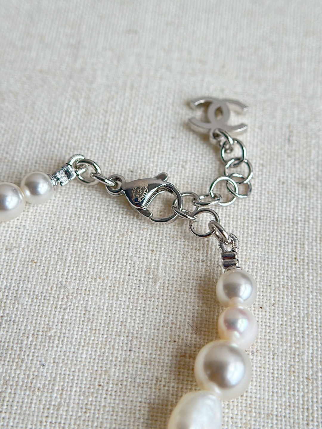 Chanel Baroque Pearl Silver-Tone Double C Pendant Necklace product image 3 thumbnail