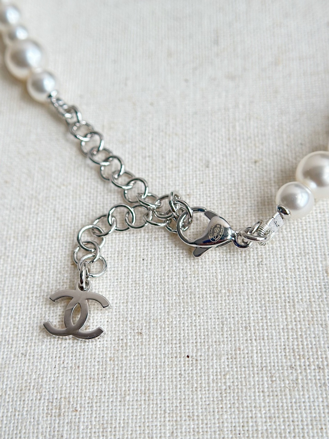 Chanel Baroque Pearl Silver-Tone Double C Pendant Necklace product image 5 thumbnail