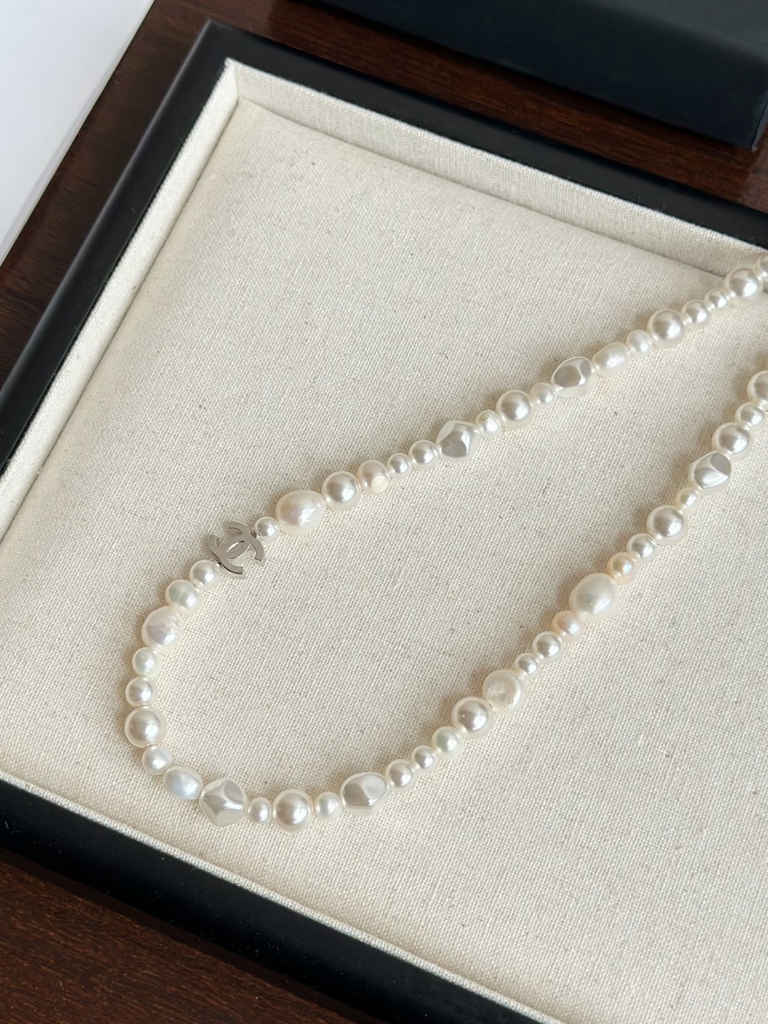Chanel Baroque Pearl Silver-Tone Double C Pendant Necklace product image 6 thumbnail