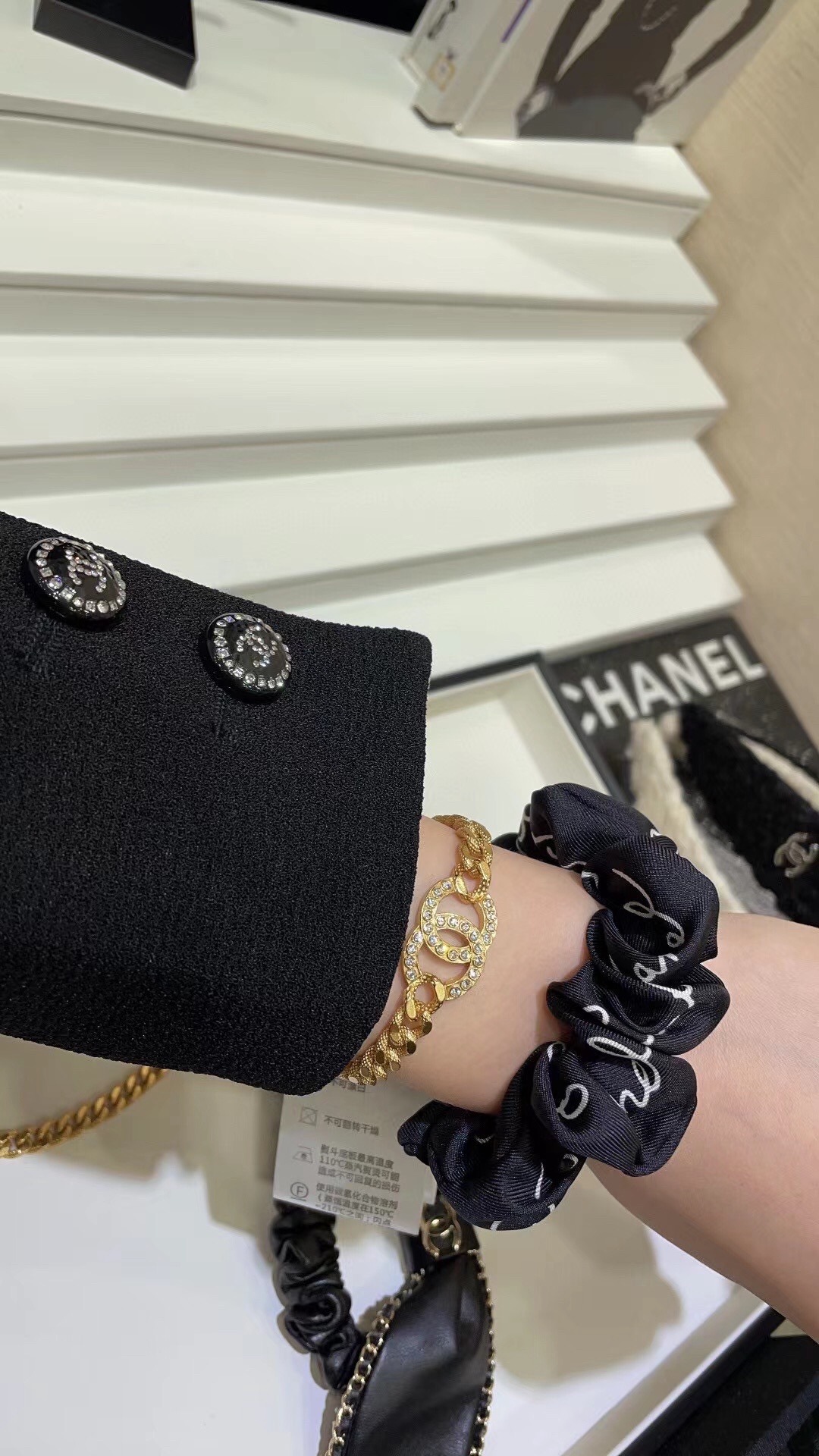 Chanel Chunky Cuban Chain Double C Crystal Ring Bracelet product image 3 thumbnail