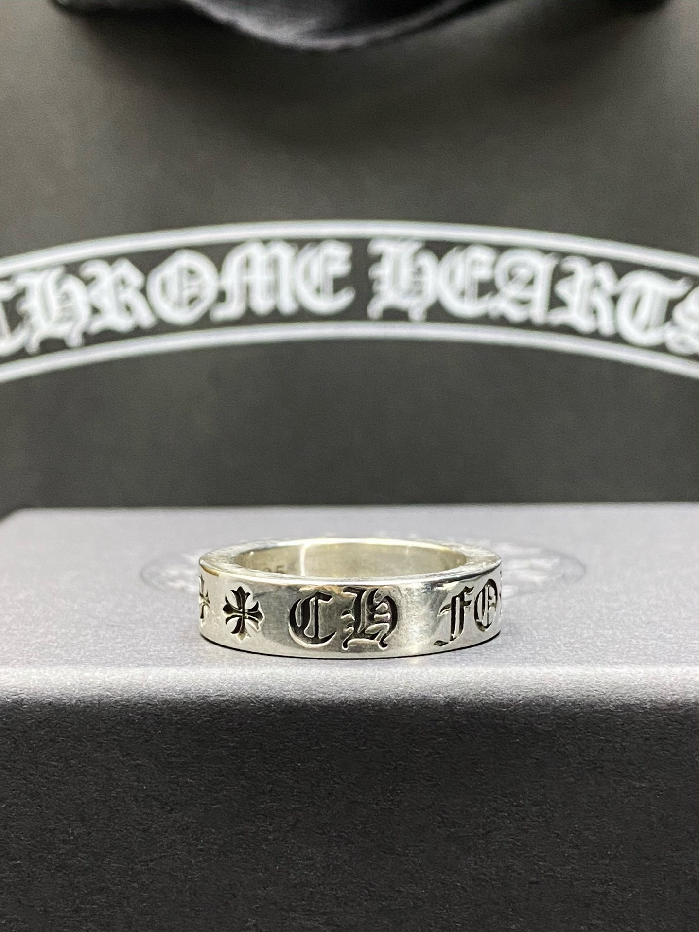 Chrome Hearts Gothic Cross Letter Silver Ring