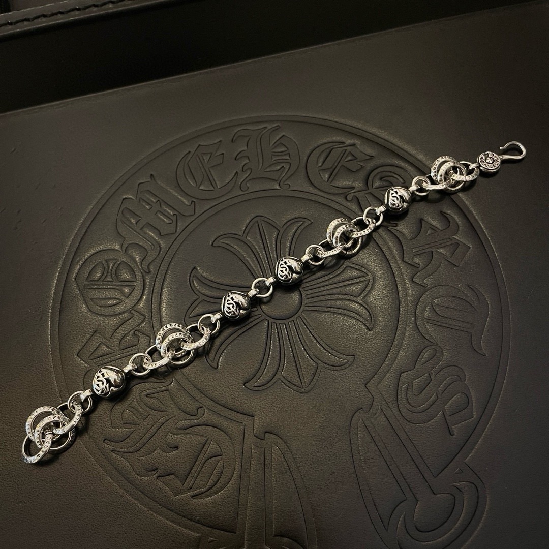 Chrome Hearts Heart Cross Ring Link Sterling Silver Bracelet product image 3 thumbnail