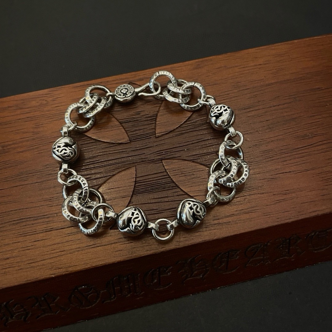 Chrome Hearts Heart Cross Ring Link Sterling Silver Bracelet product image 5 thumbnail