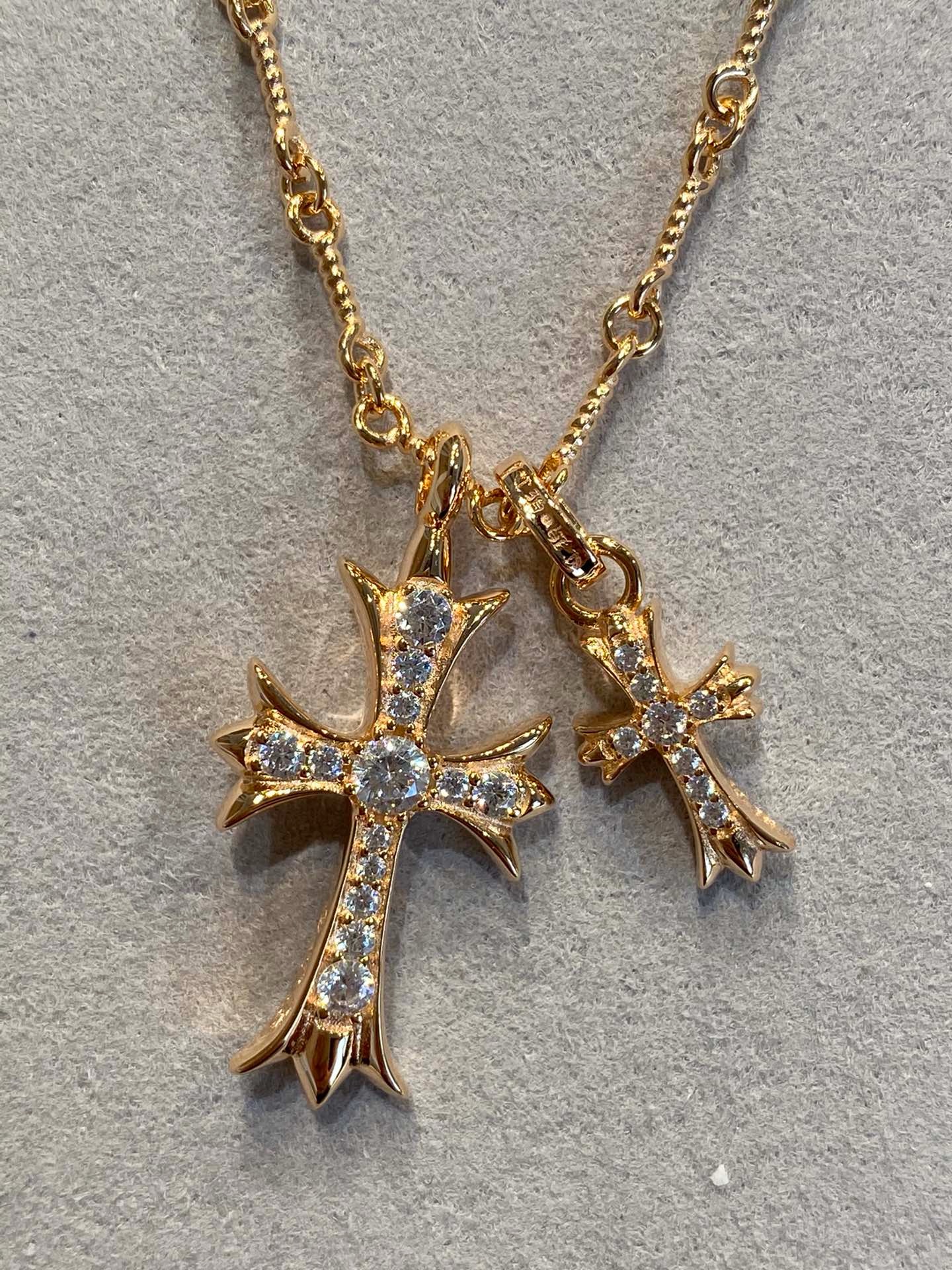 Chrome Hearts Gold Plated Double Cross Pendant Chain Necklace product image 2 thumbnail