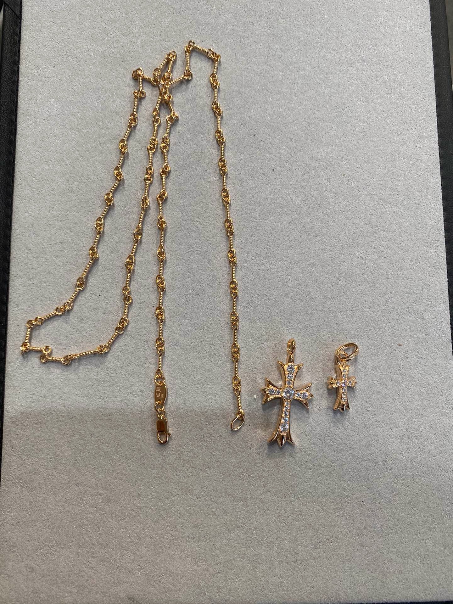 Chrome Hearts Gold Plated Double Cross Pendant Chain Necklace product image 3 thumbnail