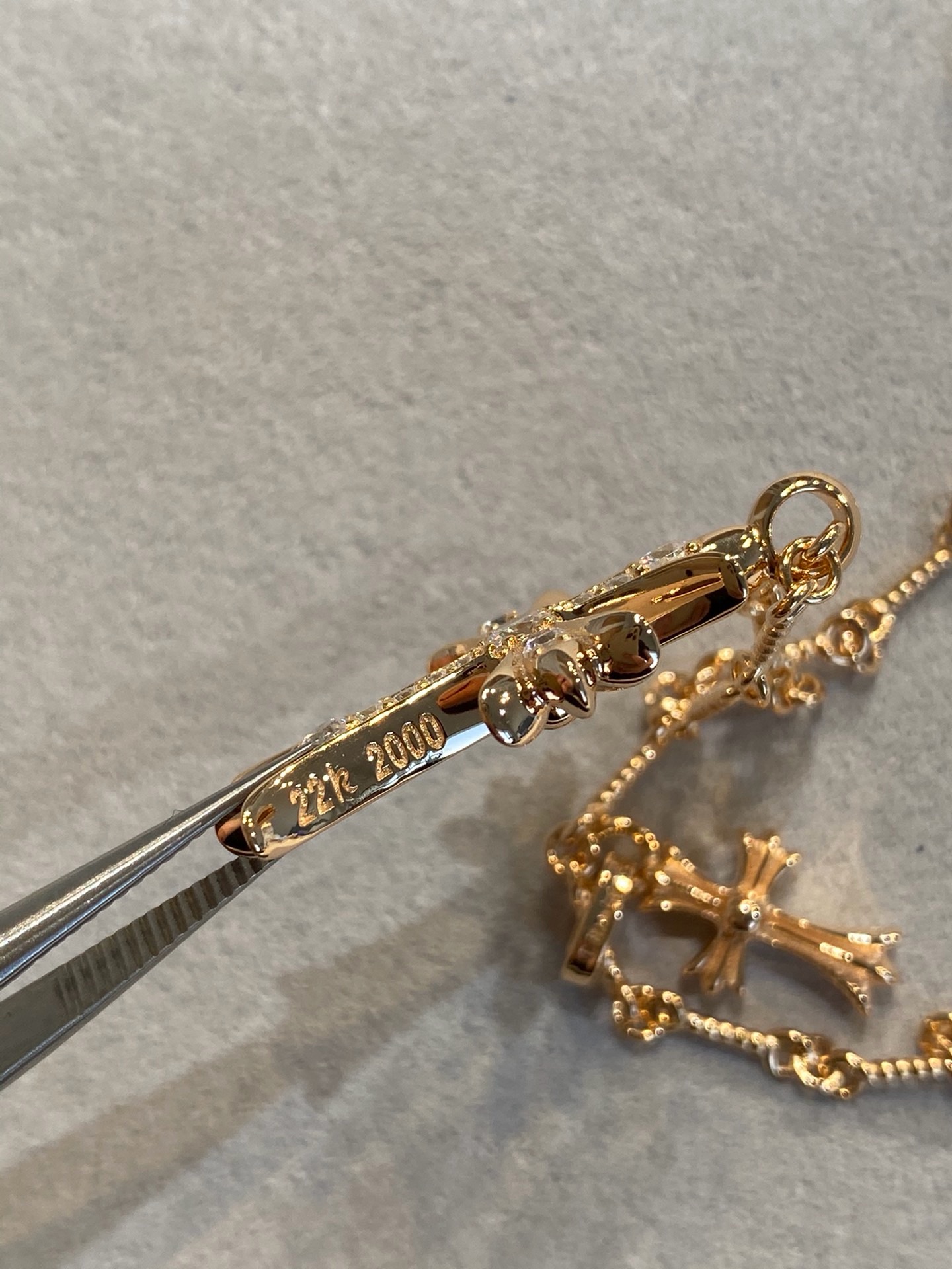 Chrome Hearts Gold Plated Double Cross Pendant Chain Necklace product image 5 thumbnail