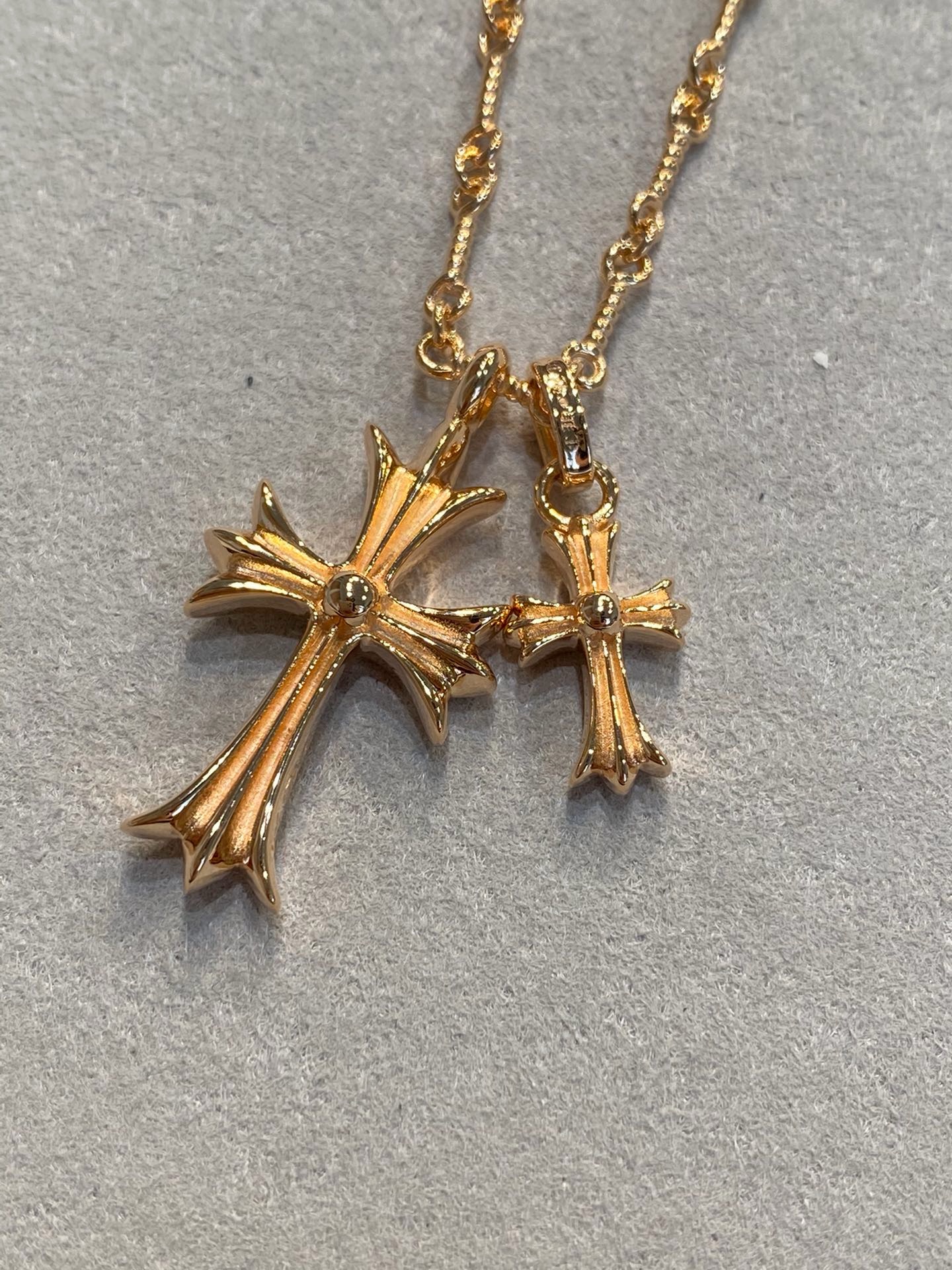 Chrome Hearts Gold Plated Double Cross Pendant Chain Necklace product image 6 thumbnail