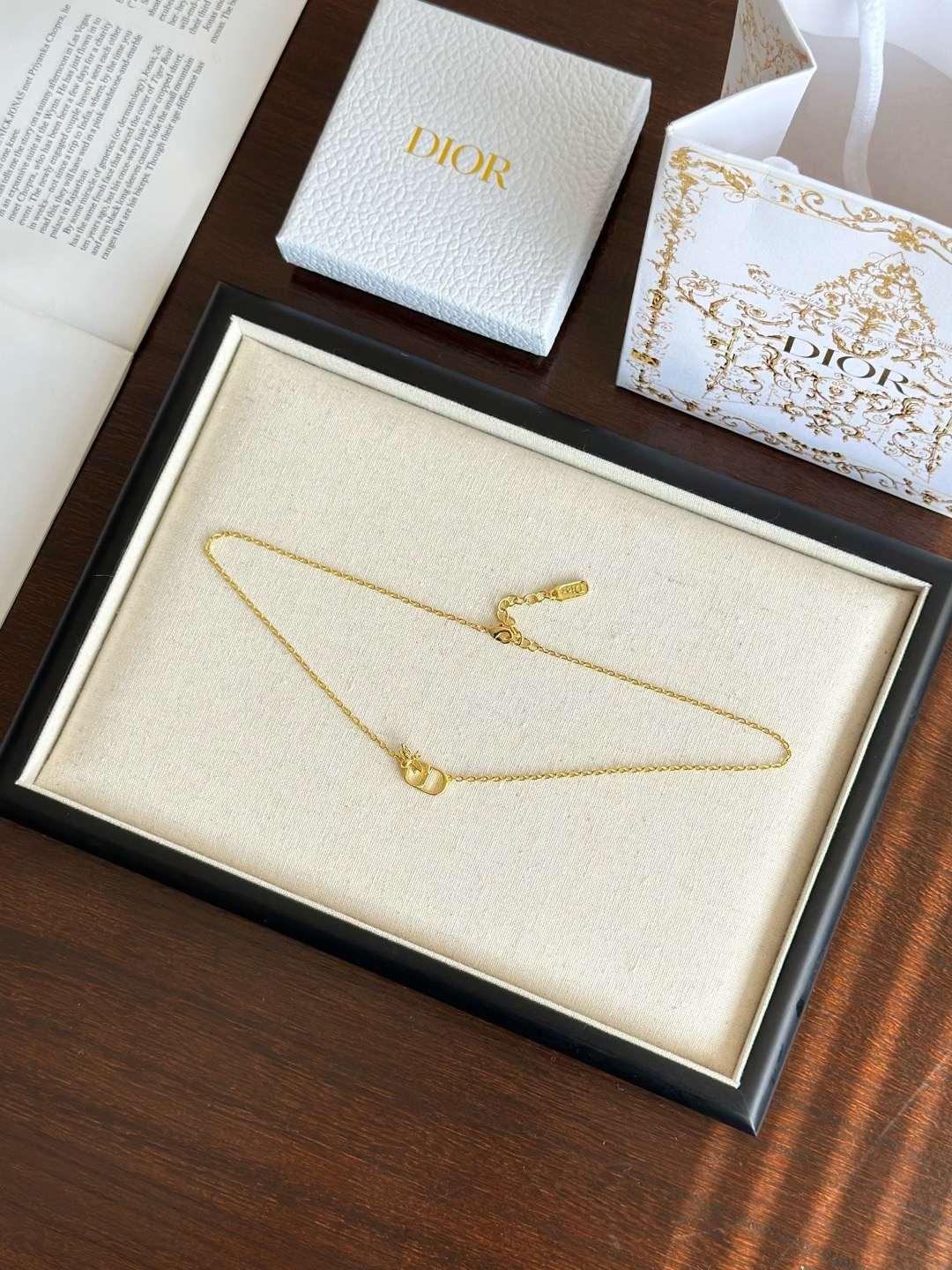 Dior Petit CD Mini Double Ring Collar Necklace