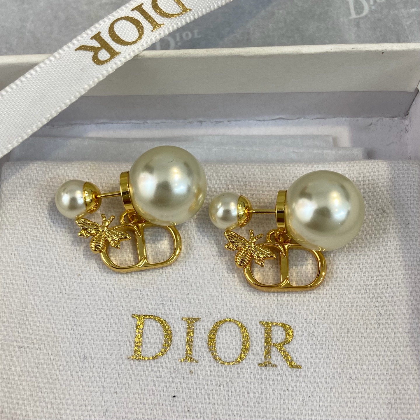 Dior Tribales Double Pearl Bee CD Earrings