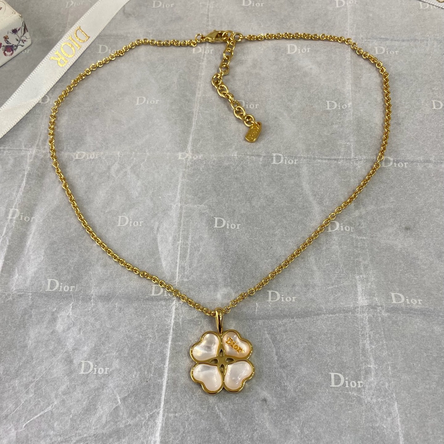 Dior Lucky Four-Leaf Clover Mother-of-Pearl Pendant Necklace
