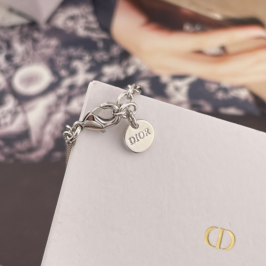 Dior Petit CD Double Layer Pavé Heart Silver Tone Bracelet product image 5 thumbnail