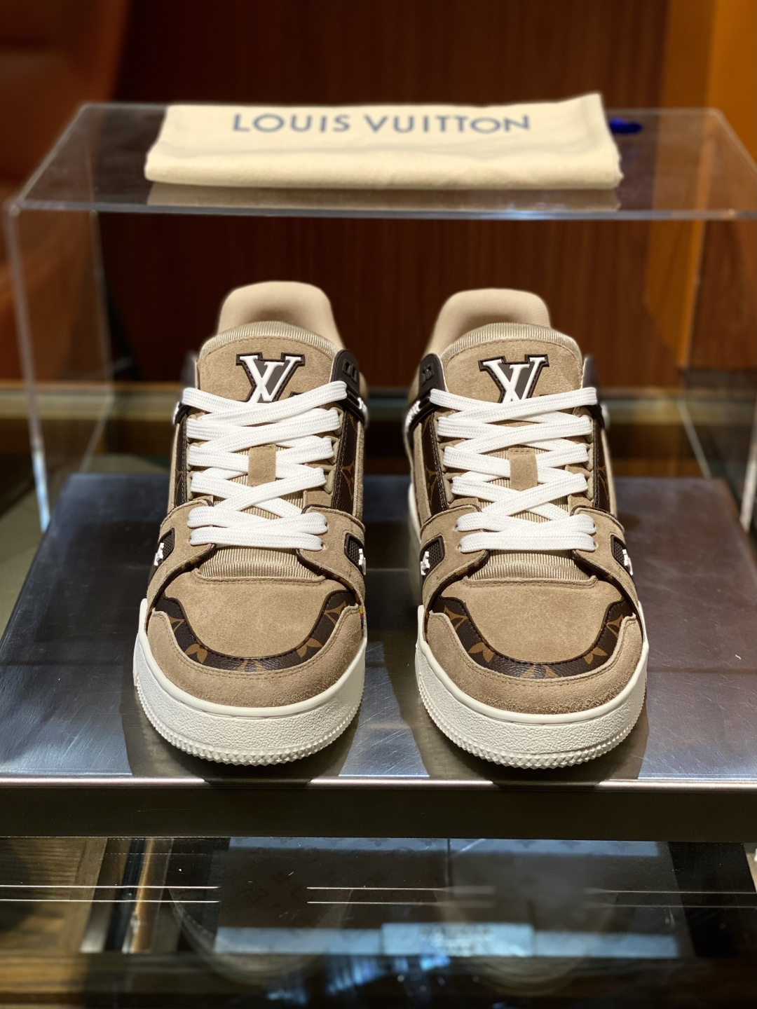 Louis Vuitton LV Trainer Men's Suede Leather Monogram Sneakers