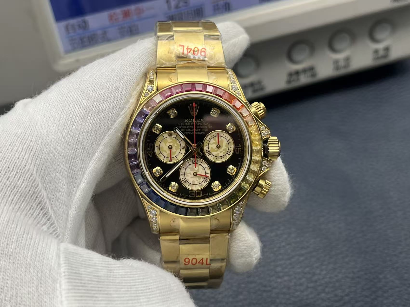Rolex Daytona Rainbow Gem-Set Chronograph Watch VR Factory Edition